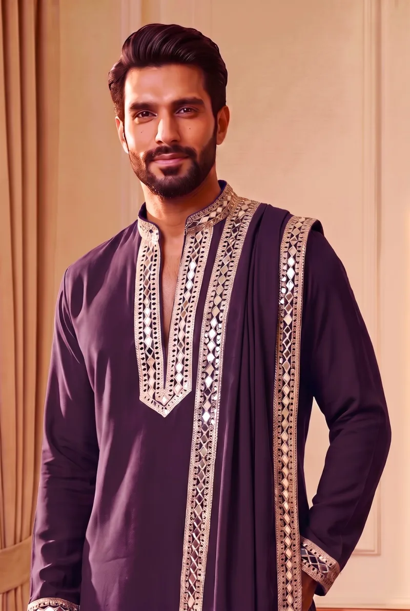 Outluk Wedding Vol 52 Heavy Lachaka Mens Kurta Pajama With Dupatta 
